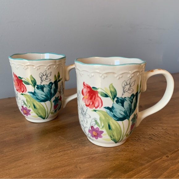 The Pioneer Woman Floral Blooming Bouquet Set of 2 Coffee Mugs Cups 18oz Ceramic - Picture 2 of 11